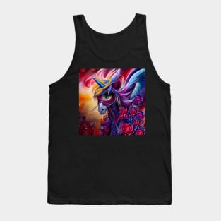 Wonderful colorful unicorn with flowers Tank Top